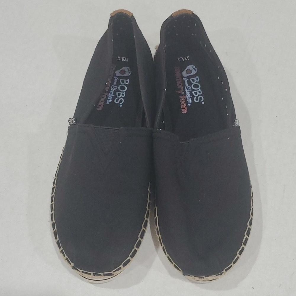 Skechers BOBS breeze memory foam platform espadrilles black size 8.5 - Picture 2 of 8